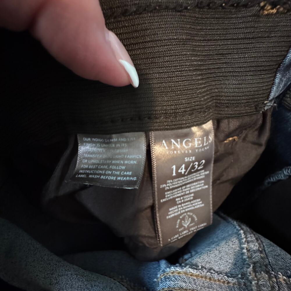 Angels Forever Young Everluxe Sculpt Straight Jeans Size 14 Dark Wash Stretch - Picture 7 of 7